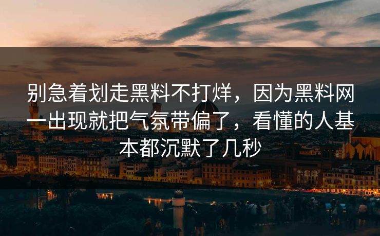 别急着划走黑料不打烊，因为黑料网一出现就把气氛带偏了，看懂的人基本都沉默了几秒