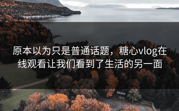 原本以为只是普通话题，糖心vlog在线观看让我们看到了生活的另一面